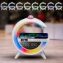 Настільна RGB лампа з колонкою, дискошаром та бездротовою зарядкою, BT 3402, Біла / Розумна лампа нічник / Смарт лампа
