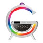 Настільна RGB лампа з колонкою, дискошаром та бездротовою зарядкою, BT 3402, Біла / Розумна лампа нічник / Смарт лампа