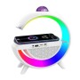 Настільна RGB лампа з колонкою, дискошаром та бездротовою зарядкою, BT 3402, Біла / Розумна лампа нічник / Смарт лампа
