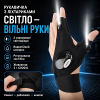 Перчатка со встроенным фонариком Glove Light, 1 шт, Черный / Перчатки с фонариком