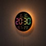Годинник настінний 6695R/Настінний годинник круглий RGB з пультом/ Календарем, температура, вологість