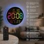 Годинник настінний 6695R/Настінний годинник круглий RGB з пультом/ Календарем, температура, вологість