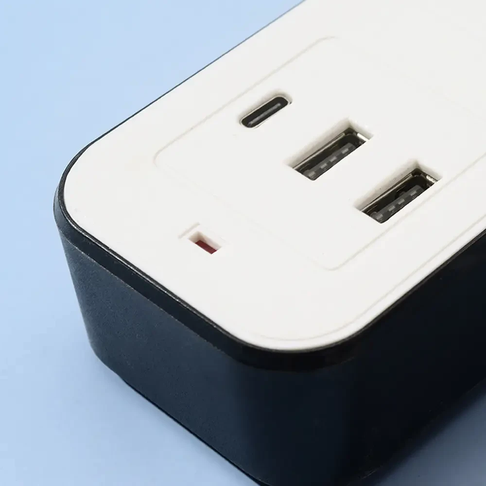 Мережевий подовжувач-розгалужувач 3 розетки з USB Type-C, 2м, WL-7, Білий / Подовжувач з USB портами / Мережевий фільтр