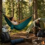 Туристический гамак двухместный, 270х140 см до 200 кг, Зеленый / Подвесной гамак для кемпинга / Нейлоновый гамак с карабинами