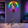 Селфі-палиця з кільцевою RGB LED-лампою та функцією AI-автовідстеження/штатив P100 з Bluetooth 5.2 Type-C