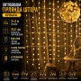 Світлодіодна гірлянда-штора «Кульки» 3×3 м 242 LED з 8 режимами світіння, тепле світло, живлення USB 5V