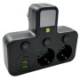Мережевий фільтр з підсвіткою 2500 Вт, 2 розетки, 2xUSB + Type-C, HG-275, Чорний/розгалужувач у розетку / Мережевий трійник
