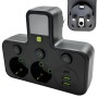 Мережевий фільтр з підсвіткою 2500 Вт, 2 розетки, 2xUSB + Type-C, HG-275, Чорний/розгалужувач у розетку / Мережевий трійник