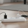 Мережевий фільтр подовжувач 2м, 2500Вт, 6×220В, 2хUSB, 1хType-C, WL-1, Білий / Мережевий подовжувач з вимикачем