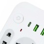 Мережевий фільтр подовжувач 2м, 2500Вт, 6×220В, 2хUSB, 1хType-C, WL-1, Білий / Мережевий подовжувач з вимикачем