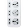 Мережевий фільтр подовжувач 2м, 2500Вт, 6×220В, 2хUSB, 1хType-C, WL-1, Білий / Мережевий подовжувач з вимикачем