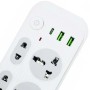Мережевий фільтр подовжувач 2м, 2500Вт, 6×220В, 2хUSB, 1хType-C, WL-1, Білий / Мережевий подовжувач з вимикачем