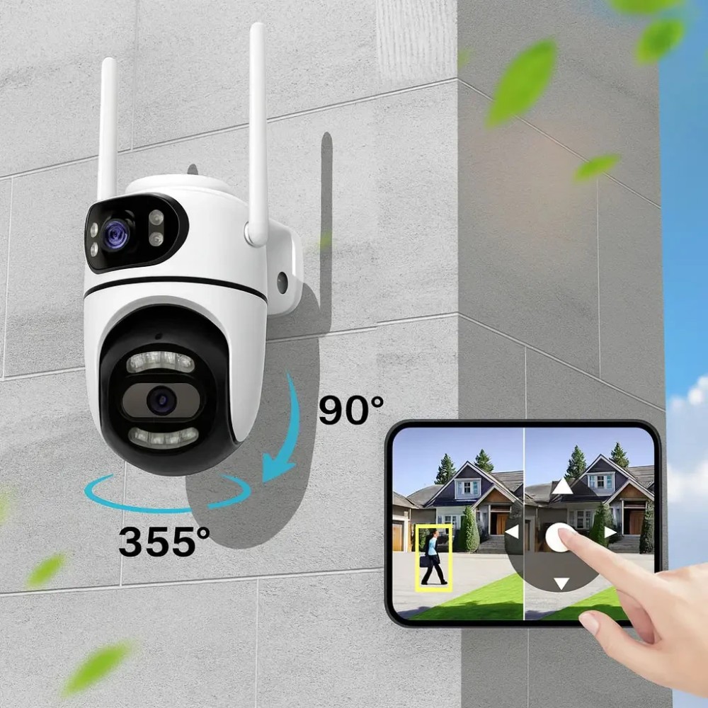 Вулична Wi-Fi камера на 2 об'єктиви, 8MP (від Type-C) Q2/Поворотна камера відеоспостереження/WiFi камера спостереження