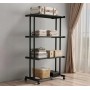 Этажерка металлическая RIAS Clothes Drying Rack 8041 на колесах, 4 яруса, 155×80×40 см, черная