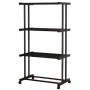 Этажерка металлическая RIAS Clothes Drying Rack 8041 на колесах, 4 яруса, 155×80×40 см, черная