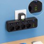 Мережевий фільтр — четверник із портами USB, Type-C і підсвіткою Cargar перехідник на 4 розетки з вимикачами, чорний