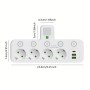 Сетевой фильтр-разветвитель 2500W, 4х220V, 2хUSB, 1хType-C, 8625UL, Белый / Настенный тройник с подсветкой