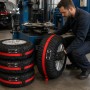 4 шт. Чохли для шин R17-R20, Чорні з червоним/комплект чохлів для коліс/Чохли на запаску/Чохли для коліс