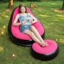 Надувне крісло з пуфиком 2в1 (116х98х83 см, до 100 кг) Air Sofa + насос, Чорний / Надувний велюровий диван із пуфом