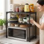 Кухонна полиця для мікрохвильовки, 2 яруси, (62х55х30.5 см), Чорна/Полиця під мікрохвильовку/ Стелаж для кухні