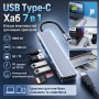 USB-хаб 7в1, Type-C to HDMI + SD + TF + 3xUSB + PD, Сірий / USB розгалужувач для ноутбука / ЮСБ хаб