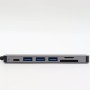 USB-хаб 7в1, Type-C to HDMI + SD + TF + 3xUSB + PD, Сірий / USB розгалужувач для ноутбука / ЮСБ хаб
