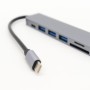 USB-хаб 7в1, Type-C to HDMI + SD + TF + 3xUSB + PD, Сірий / USB розгалужувач для ноутбука / ЮСБ хаб