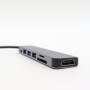 USB-хаб 7в1, Type-C to HDMI + SD + TF + 3xUSB + PD, Сірий / USB розгалужувач для ноутбука / ЮСБ хаб