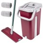 Швабра з відром 11 л з автоматичним віджиманням + 2 насадки, Cleaning Mop, Бордова Комплект для прибирання швабра