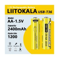 Аккумулятор AA, LiitoKala T36 1.5V, Type C разъем 2400mAh, ОРИГИНАЛ