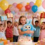 Интерактивная мягкая игрушка BB1882F-89 синяя с искусственным интеллектом Говорящая AI-игрушка с LED-глазами для детей