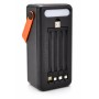 Power Bank 80000 mAh із сонячною панеллю та ліхтариком YM-638CX, Потужний зовнішній акумулятор 4 USB, Чорний