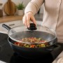 Кришка для сковороди 32 см, загартоване скло, з отвором для пари, Прозора/кришка для каструлі/скляна кришка
