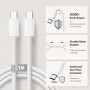Кабель Type-C-Type-C 60W тканинний 1 м для швидкого заряджання iPhone 17 Pro Max + ключ для SIM-карти White 26X-198