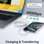 Кабель Type-C-Type-C 60W тканинний 1 м для швидкого заряджання iPhone 17 Pro Max + ключ для SIM-карти White 26X-198