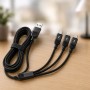 Кабель 3 в 1 для заряджання USB з роз'ємами Type-C, Lightning і Micro USB/кабель швидке заряджання до 6A 26X-202