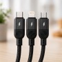 Кабель 3 в 1 для заряджання USB з роз'ємами Type-C, Lightning і Micro USB/кабель швидке заряджання до 6A 26X-202