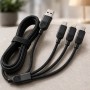 Кабель 3 в 1 для заряджання USB з роз'ємами Type-C, Lightning і Micro USB/кабель швидке заряджання до 6A 26X-202