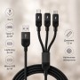 Кабель 3 в 1 для заряджання USB з роз'ємами Type-C, Lightning і Micro USB/кабель швидке заряджання до 6A 26X-202