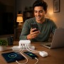 Зарядний пристрій 4in1, 120W, 2xUSB-A, 2xType-C, Super Fast, Білий / Мережевий адаптер живлення / Швидка зарядка для телефону