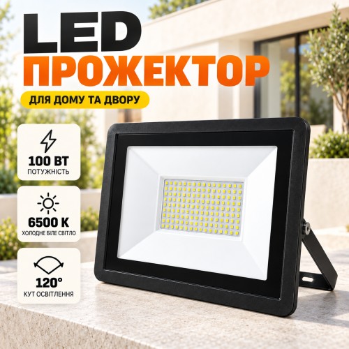 Прожектор світлодіодний AEON LED 100 W / Вуличний LED світильник / Світлодіодний ліхтар-прожектор від 220 В