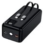 Портативний powerbank з дисплеєм 50000 mAh Kensa павербанк швидка зарядка з вбудованими кабелями 22.5W Чорний