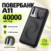 Повербанк 400000mAh, LED-дисплей, 3 USB, А 11, Чорний / Power Bank / Павербанк / Повербанк для телефона / Зовнішній акумулятор