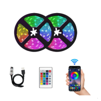 Світлодіодна LED стрічка RGB 3 метри з керуванням через телефон і пультом.