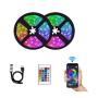 Світлодіодна LED стрічка RGB 3 метри з керуванням через телефон і пультом.