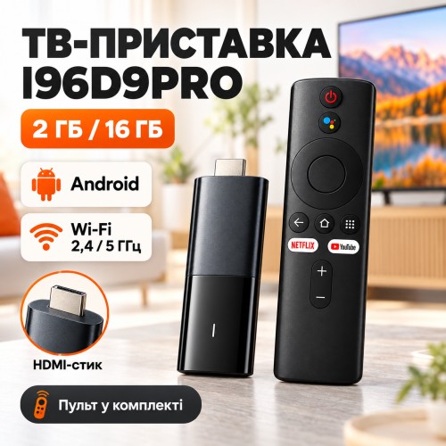 Приставка для TV (I96D9PRO) (Android 14 ОЗП-2Gb; ПЗУ-16Gb, WIFI:2.4G+5G)
