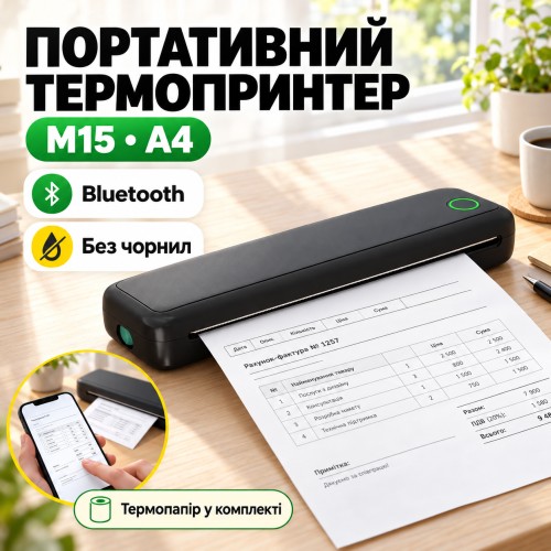 Принтер (A-43) (+ рулон термопаперу А4, АРР, Bluetooth, акумулятор)