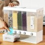 Диспенсер для сыпучих продуктов с дозатором, 6 отделений / Кухонный органайзер с мерным контейнером / Контейнер для хранения круп