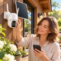 Wi-Fi камера видеонаблюдения с солнечной панелью, PTZ, 822X, Белый / Вайфай камера / Видеокамера для дома / Камера наблюдения