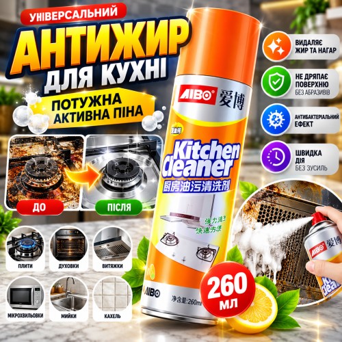 Очисник для кухні Kitchen cleaner, 260 мл/ Універсальний кухонний знежирювач/Пана від жиру та бруду